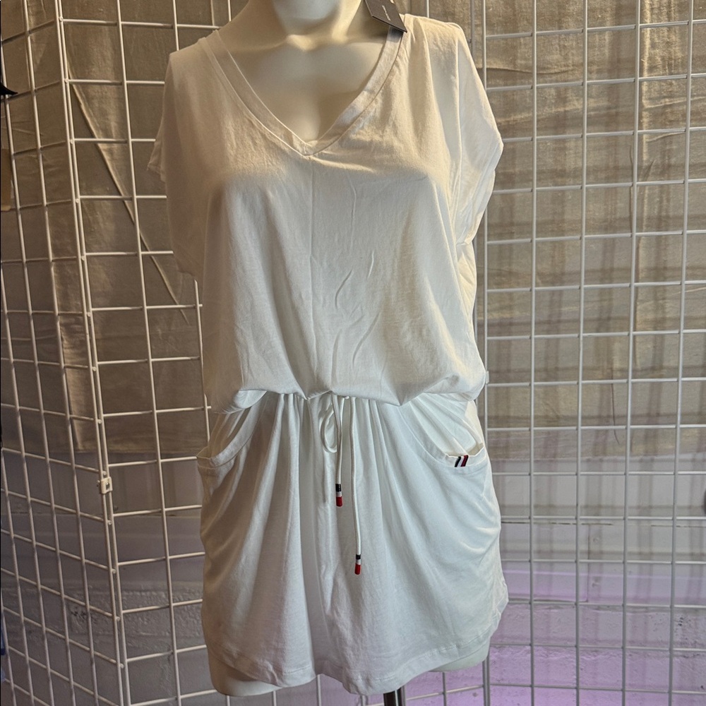 Tommy Hilfiger White V-Neck Swim Cover-Up